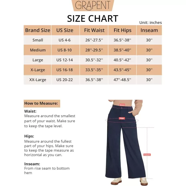 GRAPENT Corduroy Wide Leg Pants Woman High Waisted Fall Business Casual Elastic Waist Loose Trendy Trousers with PocketsNavy Blue