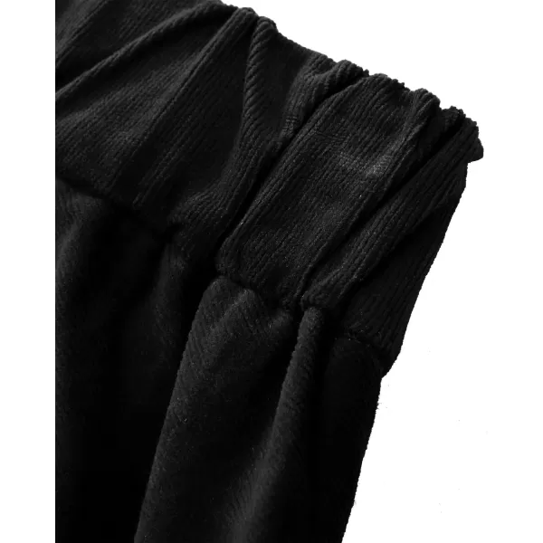 GRAPENT Flare Pants for Women Corduroy Pull On High Waisted Wide Leg Trouser Pants Stretch Bell Bottom Front Seam SlacksBlack