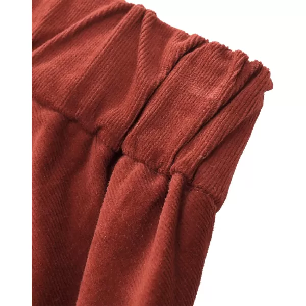 GRAPENT Flare Pants for Women Corduroy Pull On High Waisted Wide Leg Trouser Pants Stretch Bell Bottom Front Seam SlacksBrunt Brick