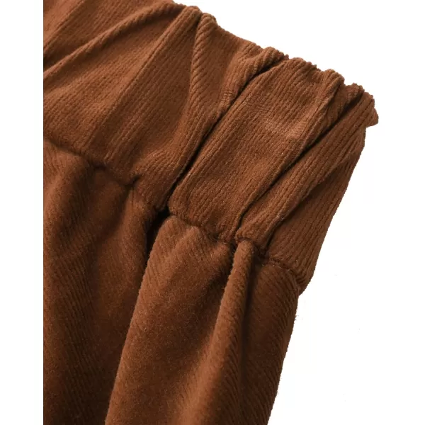 GRAPENT Flare Pants for Women Corduroy Pull On High Waisted Wide Leg Trouser Pants Stretch Bell Bottom Front Seam SlacksCappuccino Brown
