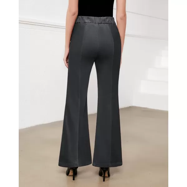 GRAPENT Flare Pants for Women Corduroy Pull On High Waisted Wide Leg Trouser Pants Stretch Bell Bottom Front Seam SlacksDark Gray