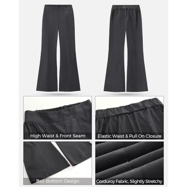 GRAPENT Flare Pants for Women Corduroy Pull On High Waisted Wide Leg Trouser Pants Stretch Bell Bottom Front Seam SlacksDark Gray