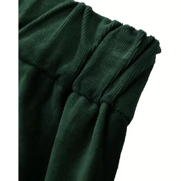 GRAPENT Flare Pants for Women Corduroy Pull On High Waisted Wide Leg Trouser Pants Stretch Bell Bottom Front Seam SlacksDark Green