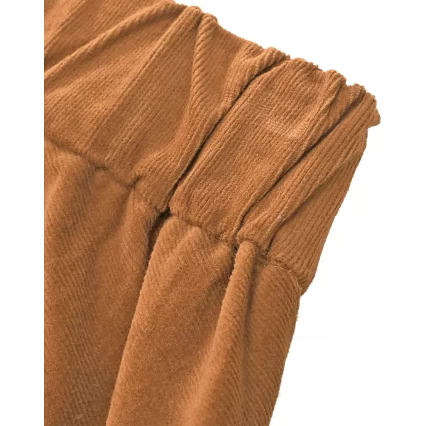 GRAPENT Flare Pants for Women Corduroy Pull On High Waisted Wide Leg Trouser Pants Stretch Bell Bottom Front Seam SlacksPumpkin Brown