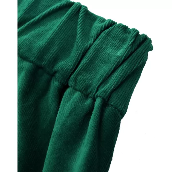 GRAPENT Flare Pants for Women Corduroy Pull On High Waisted Wide Leg Trouser Pants Stretch Bell Bottom Front Seam SlacksVerdant Green