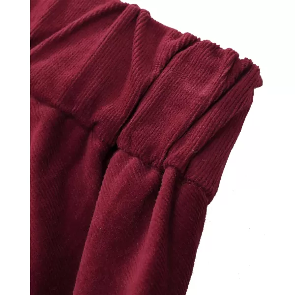 GRAPENT Flare Pants for Women Corduroy Pull On High Waisted Wide Leg Trouser Pants Stretch Bell Bottom Front Seam SlacksWine Red