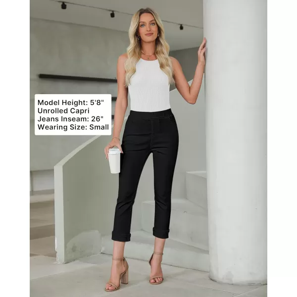 GRAPENT Pull On Jeans for Women High Waisted Skinny Capri Pants Trendy Stretch Denim Cropped Jeans Crop Jeggings CaprisAlways Black