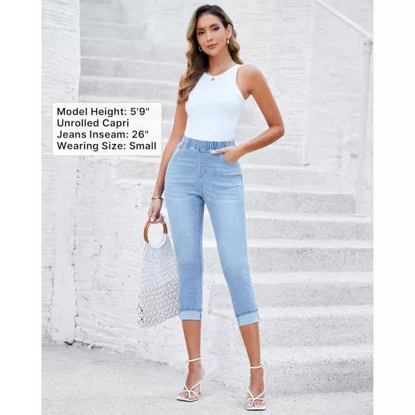 GRAPENT Pull On Jeans for Women High Waisted Skinny Capri Pants Trendy Stretch Denim Cropped Jeans Crop Jeggings CaprisBlue Vibe