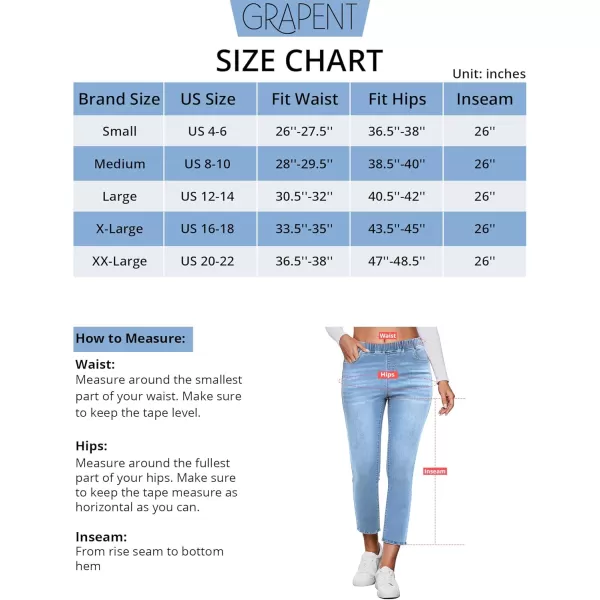GRAPENT Pull On Jeans for Women High Waisted Skinny Capri Pants Trendy Stretch Denim Cropped Jeans Crop Jeggings CaprisBlue Vibe