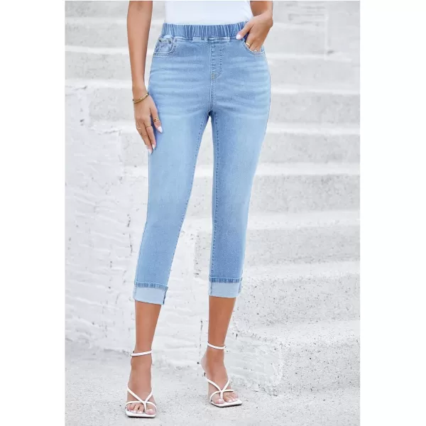 GRAPENT Pull On Jeans for Women High Waisted Skinny Capri Pants Trendy Stretch Denim Cropped Jeans Crop Jeggings CaprisBlue Vibe