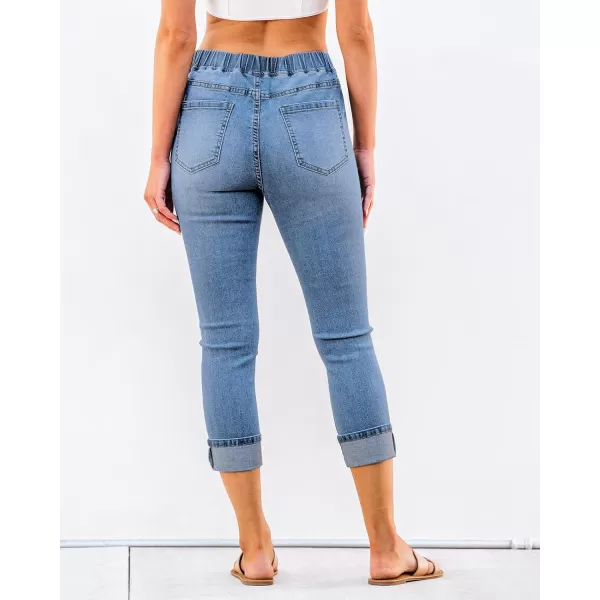 GRAPENT Pull On Jeans for Women High Waisted Skinny Capri Pants Trendy Stretch Denim Cropped Jeans Crop Jeggings CaprisCobalt Blue