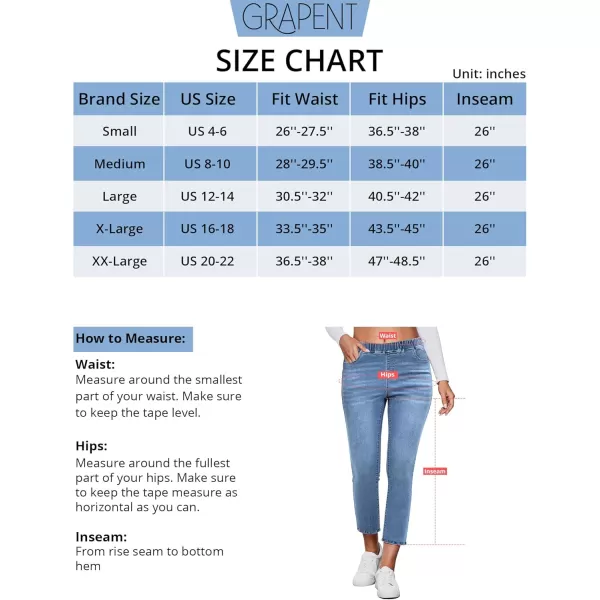 GRAPENT Pull On Jeans for Women High Waisted Skinny Capri Pants Trendy Stretch Denim Cropped Jeans Crop Jeggings CaprisCobalt Blue