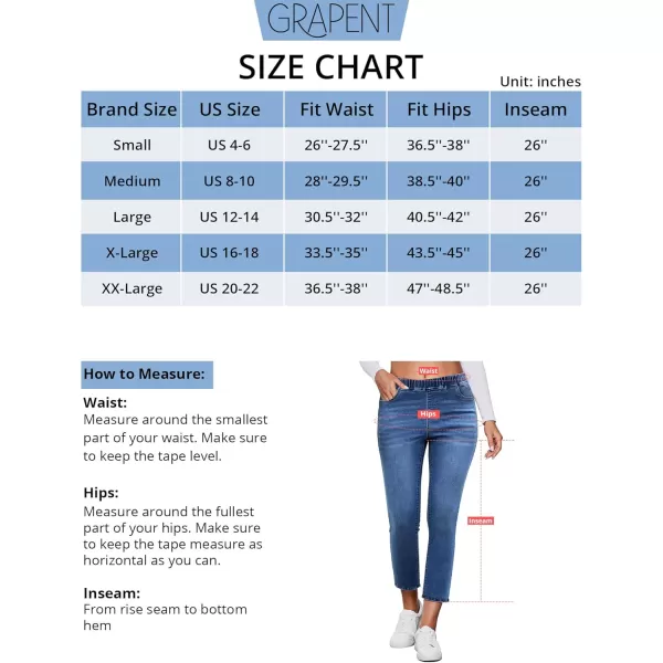 GRAPENT Pull On Jeans for Women High Waisted Skinny Capri Pants Trendy Stretch Denim Cropped Jeans Crop Jeggings CaprisDarkness Blue
