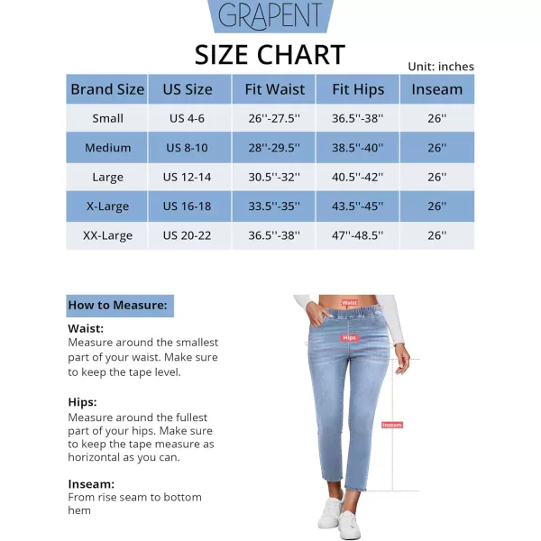 GRAPENT Pull On Jeans for Women High Waisted Skinny Capri Pants Trendy Stretch Denim Cropped Jeans Crop Jeggings CaprisDaylight Blue  Acid Wash