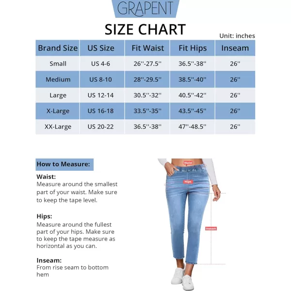 GRAPENT Pull On Jeans for Women High Waisted Skinny Capri Pants Trendy Stretch Denim Cropped Jeans Crop Jeggings CaprisMedium Indigo