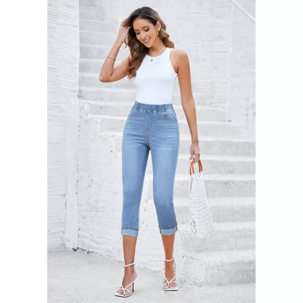 GRAPENT Pull On Jeans for Women High Waisted Skinny Capri Pants Trendy Stretch Denim Cropped Jeans Crop Jeggings CaprisMedium Indigo