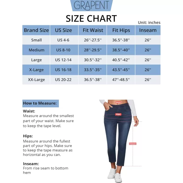 GRAPENT Pull On Jeans for Women High Waisted Skinny Capri Pants Trendy Stretch Denim Cropped Jeans Crop Jeggings CaprisNightfall Blue