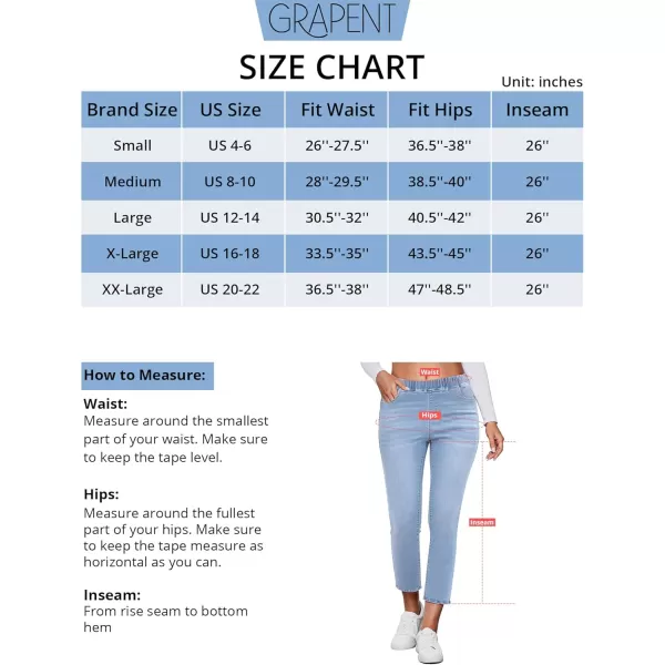 GRAPENT Pull On Jeans for Women High Waisted Skinny Capri Pants Trendy Stretch Denim Cropped Jeans Crop Jeggings CaprisPowder Blue  Acid Wash