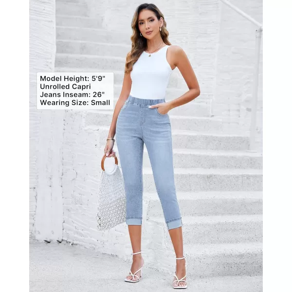 GRAPENT Pull On Jeans for Women High Waisted Skinny Capri Pants Trendy Stretch Denim Cropped Jeans Crop Jeggings CaprisPowder Blue  Acid Wash