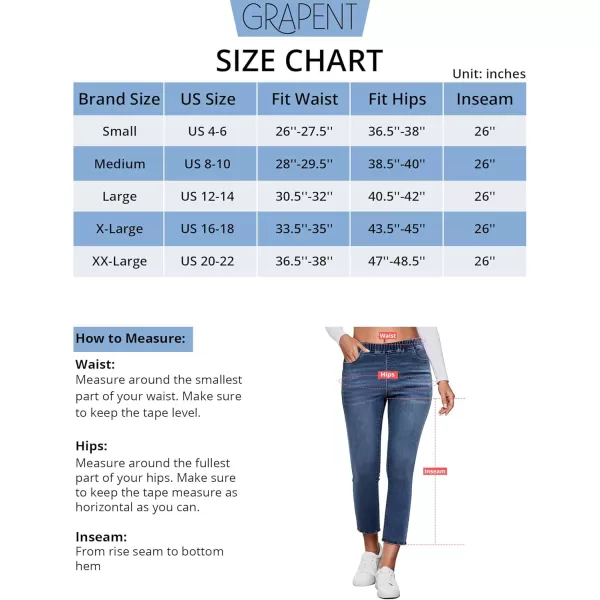 GRAPENT Pull On Jeans for Women High Waisted Skinny Capri Pants Trendy Stretch Denim Cropped Jeans Crop Jeggings CaprisVintage Dark Blue
