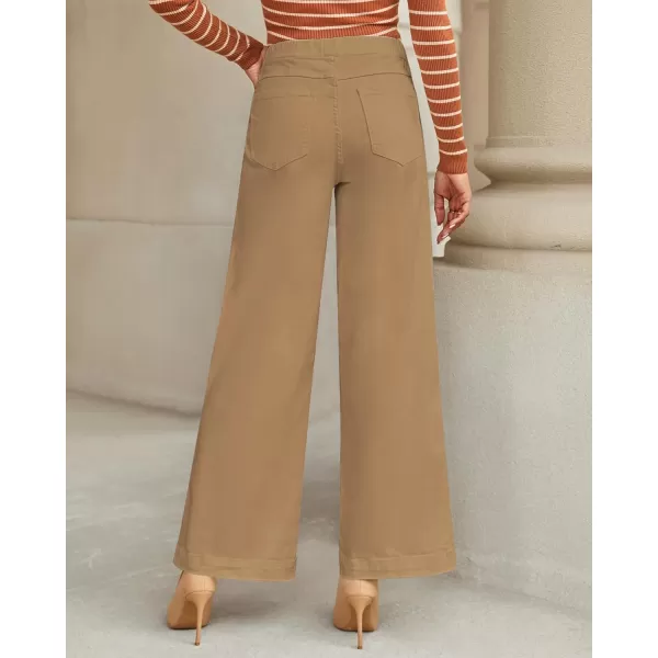 GRAPENT Pull On Womens Jeans Baggy Stretchy High Waisted Denim Wide Leg Trouser Pants Trendy Front Seam 90s Loose JeanIced Coffee