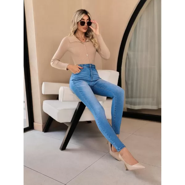 GRAPENT Skinny Jeans for Women High Waist Stretchy Classic High Rise Slimming Jeggings Denim Trousers PantsBrilliant Blue