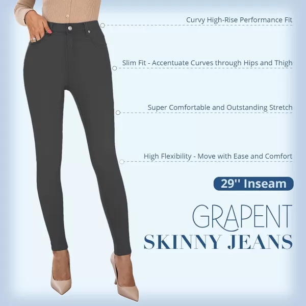 GRAPENT Skinny Jeans for Women High Waist Stretchy Classic High Rise Slimming Jeggings Denim Trousers PantsDark Gray
