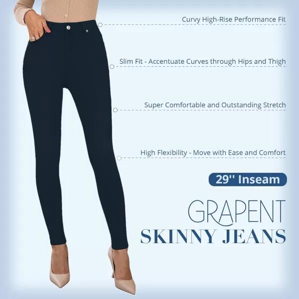 GRAPENT Skinny Jeans for Women High Waist Stretchy Classic High Rise Slimming Jeggings Denim Trousers PantsNavy Blue