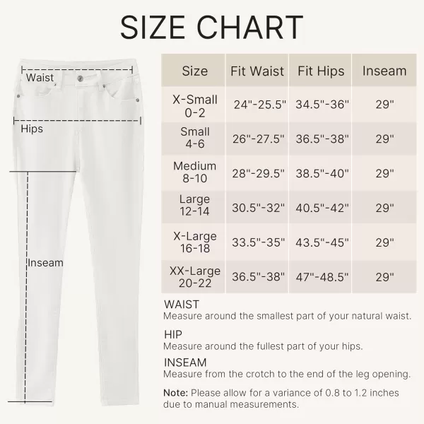 GRAPENT Skinny Jeans for Women High Waist Stretchy Classic High Rise Slimming Jeggings Denim Trousers PantsOffwhite