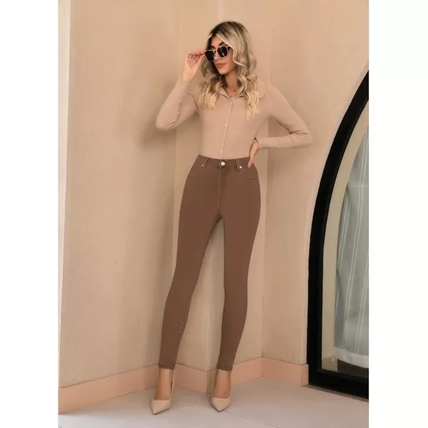 GRAPENT Skinny Jeans for Women High Waist Stretchy Classic High Rise Slimming Jeggings Denim Trousers PantsPecan Brown