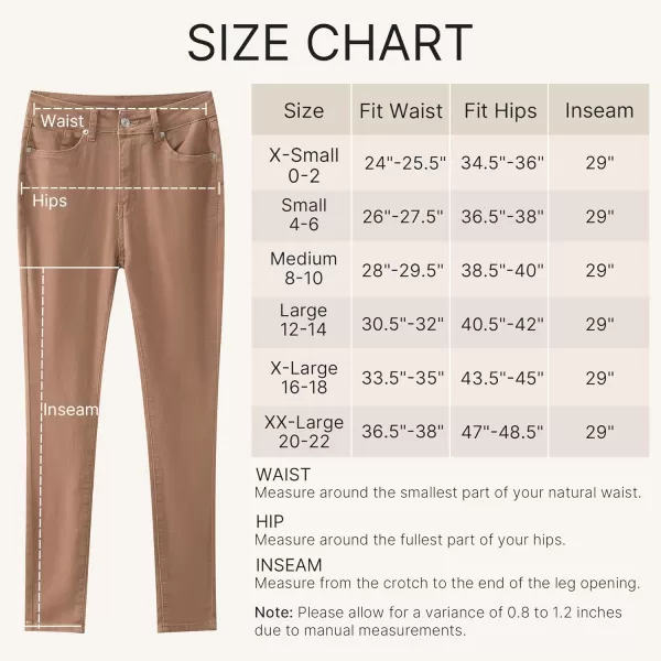 GRAPENT Skinny Jeans for Women High Waist Stretchy Classic High Rise Slimming Jeggings Denim Trousers PantsPecan Brown