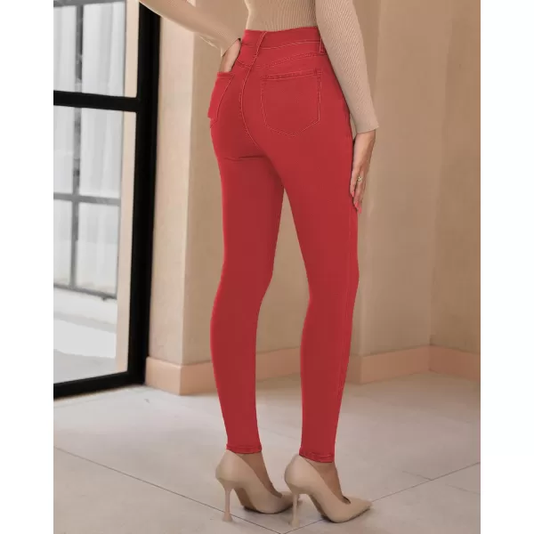 GRAPENT Skinny Jeans for Women High Waist Stretchy Classic High Rise Slimming Jeggings Denim Trousers PantsRed