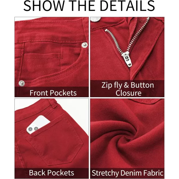 GRAPENT Skinny Jeans for Women High Waist Stretchy Classic High Rise Slimming Jeggings Denim Trousers PantsRed