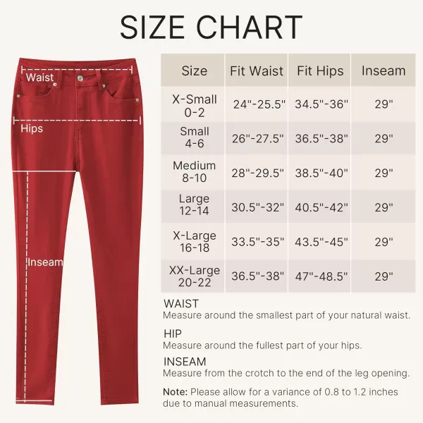 GRAPENT Skinny Jeans for Women High Waist Stretchy Classic High Rise Slimming Jeggings Denim Trousers PantsRed