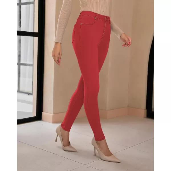GRAPENT Skinny Jeans for Women High Waist Stretchy Classic High Rise Slimming Jeggings Denim Trousers PantsRed
