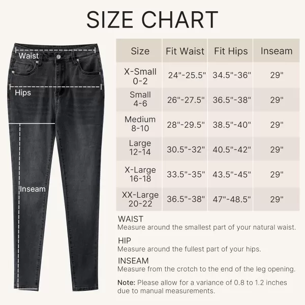 GRAPENT Skinny Jeans for Women High Waist Stretchy Classic High Rise Slimming Jeggings Denim Trousers PantsWashed Black