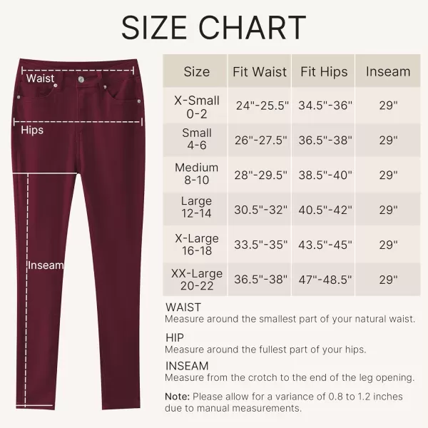 GRAPENT Skinny Jeans for Women High Waist Stretchy Classic High Rise Slimming Jeggings Denim Trousers PantsWine Red