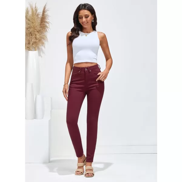 GRAPENT Skinny Jeans for Women High Waist Stretchy Classic High Rise Slimming Jeggings Denim Trousers PantsWine Red