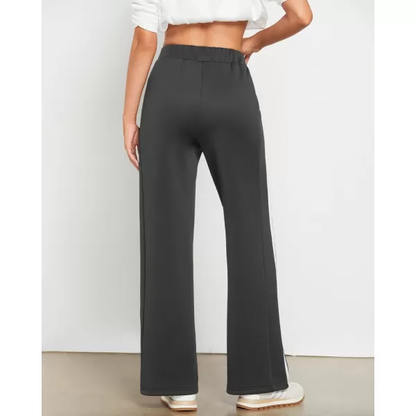 GRAPENT Wide Leg Sweatpants Women Baggy High Waisted Pull On Athleisure Loose Lounge Color Block Sweat Pants with PocketCharcoal
