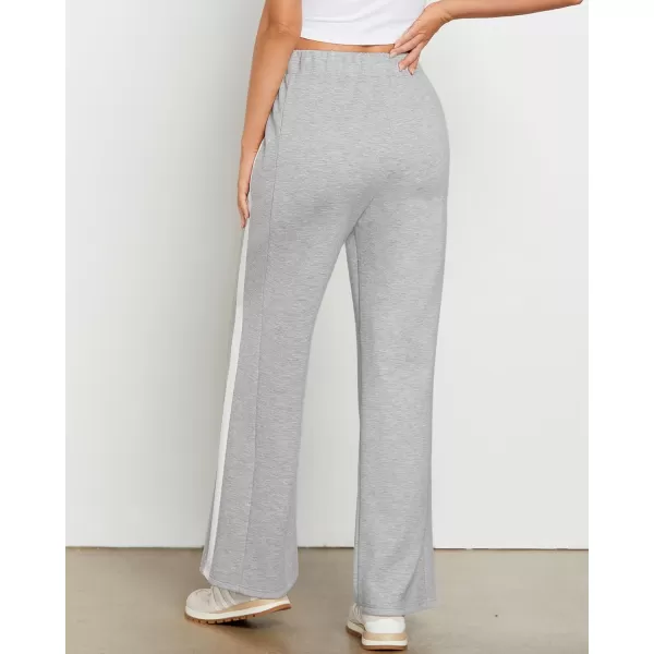 GRAPENT Wide Leg Sweatpants Women Baggy High Waisted Pull On Athleisure Loose Lounge Color Block Sweat Pants with PocketLight Heather Gray