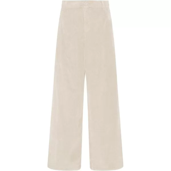 GRAPENT Corduroy Wide Leg Pants Woman High Waisted Fall Business Casual Elastic Waist Loose Trendy Trousers with PocketsBeige