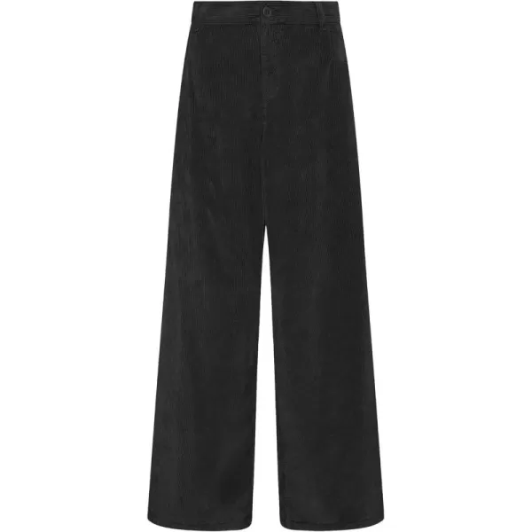 GRAPENT Corduroy Wide Leg Pants Woman High Waisted Fall Business Casual Elastic Waist Loose Trendy Trousers with PocketsBlack