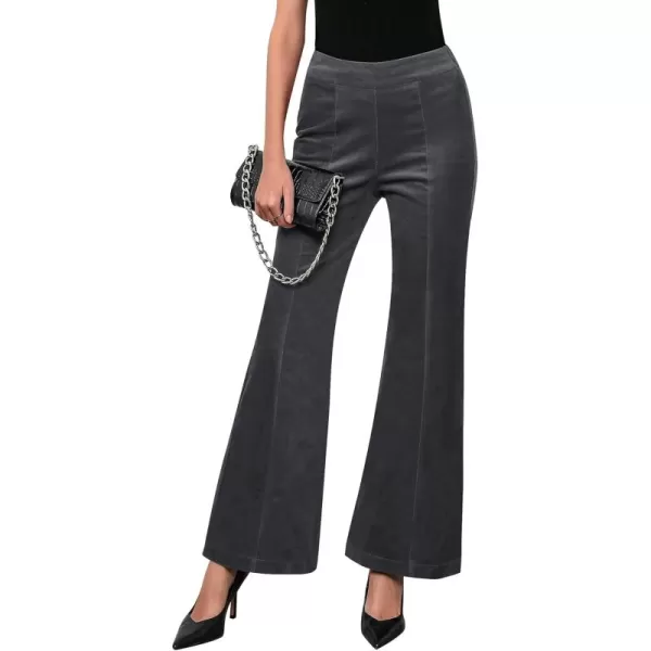 GRAPENT Flare Pants for Women Corduroy Pull On High Waisted Wide Leg Trouser Pants Stretch Bell Bottom Front Seam SlacksDark Gray