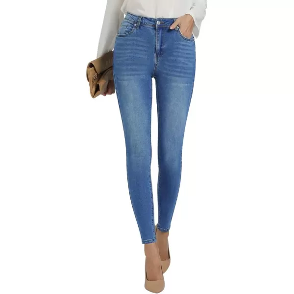 GRAPENT Skinny Jeans for Women High Waist Stretchy Classic High Rise Slimming Jeggings Denim Trousers PantsClassic Blue
