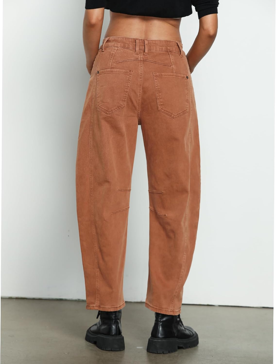 GRAPENT Barrel Jeans for Women Trendy High Waisted Wide Leg Baggy Cropped Relax Fit Stretch Denim Trouser Ankle PantsCaramel