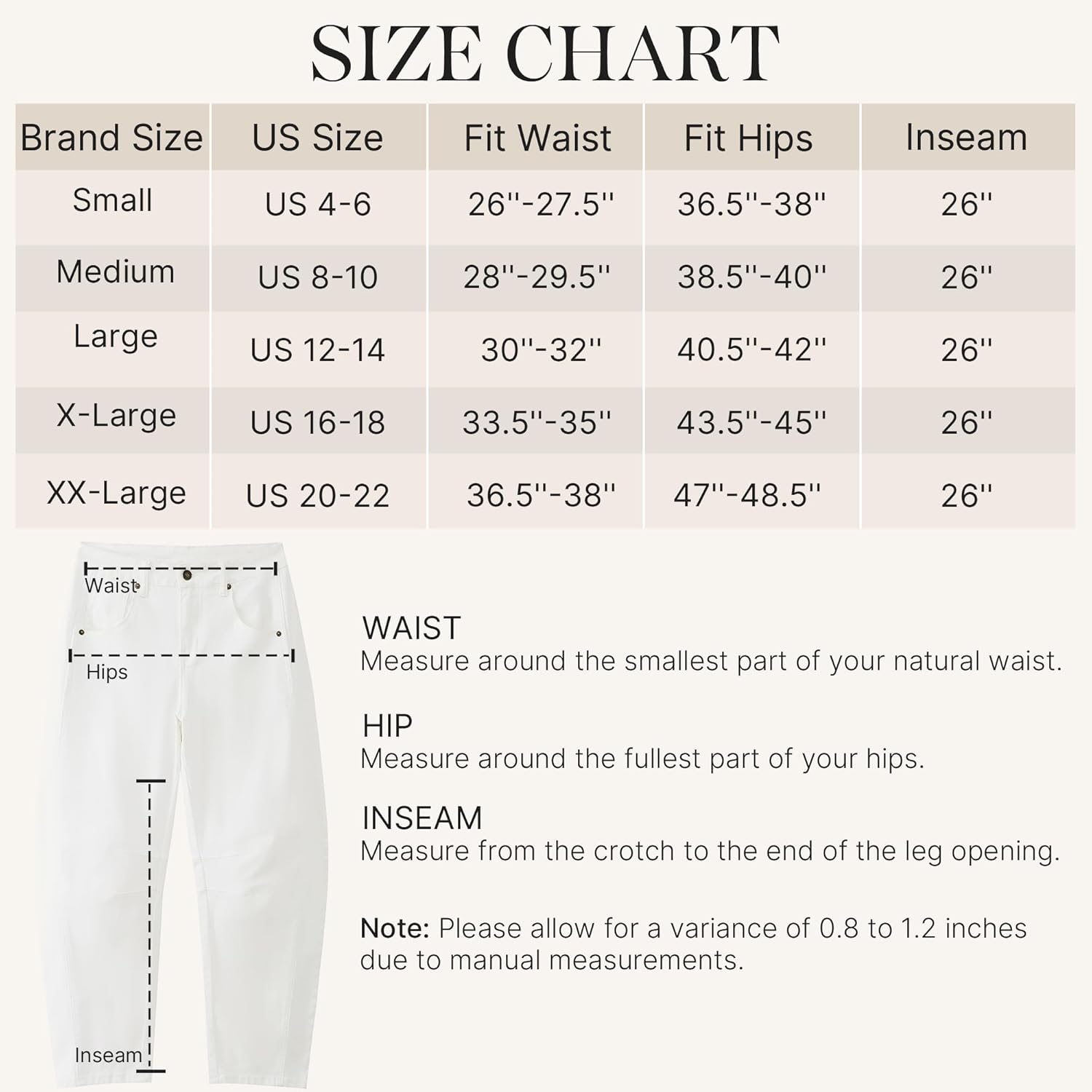 GRAPENT Barrel Jeans for Women Trendy High Waisted Wide Leg Baggy Cropped Relax Fit Stretch Denim Trouser Ankle PantsCream White