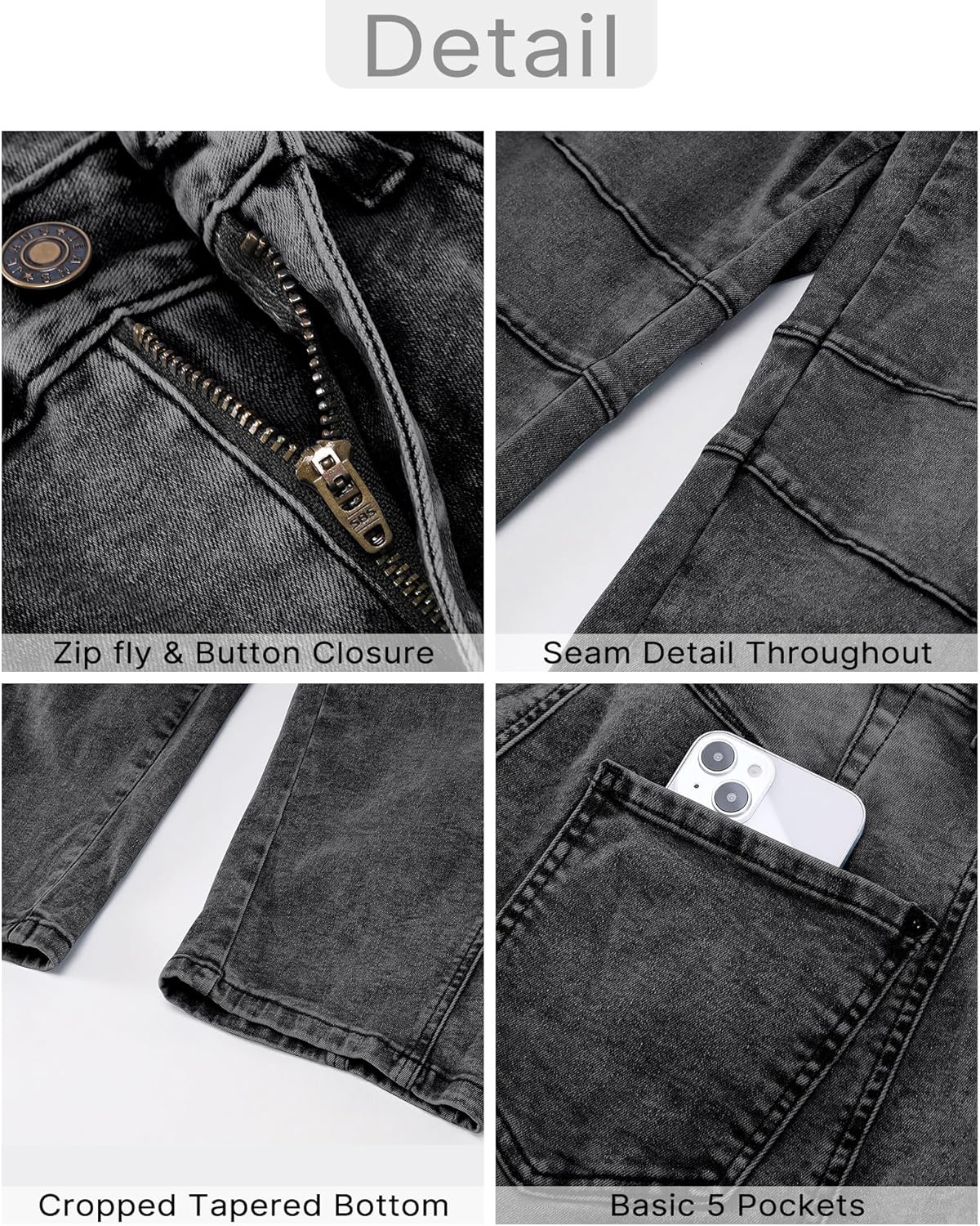 GRAPENT Barrel Jeans for Women Trendy High Waisted Wide Leg Baggy Cropped Relax Fit Stretch Denim Trouser Ankle PantsFaded Black