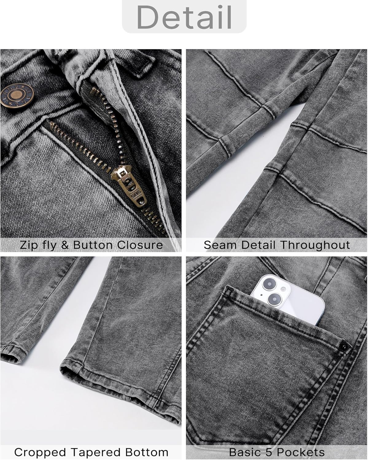 GRAPENT Barrel Jeans for Women Trendy High Waisted Wide Leg Baggy Cropped Relax Fit Stretch Denim Trouser Ankle PantsFoxy Gray