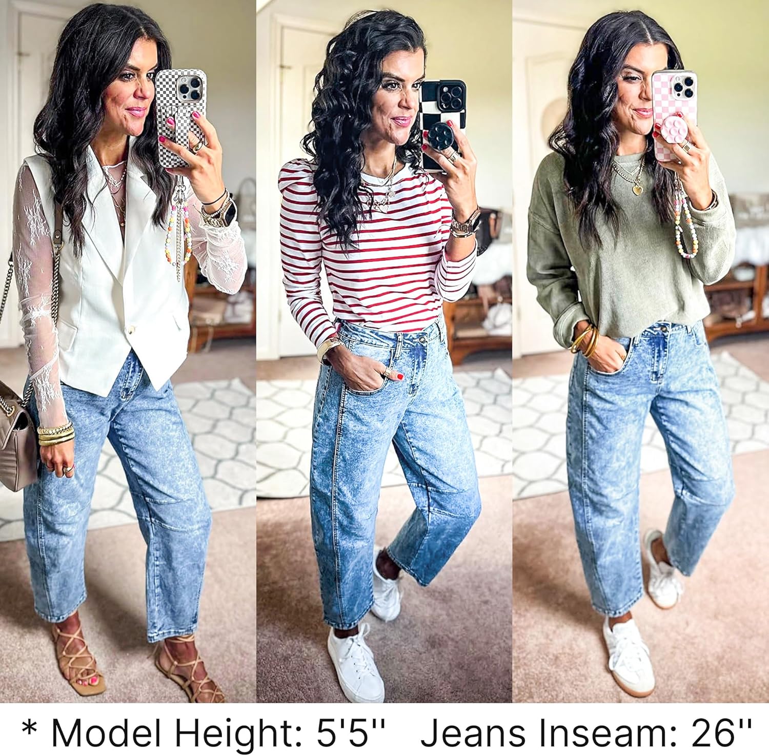 GRAPENT Barrel Jeans for Women Trendy High Waisted Wide Leg Baggy Cropped Relax Fit Stretch Denim Trouser Ankle PantsReef Blue