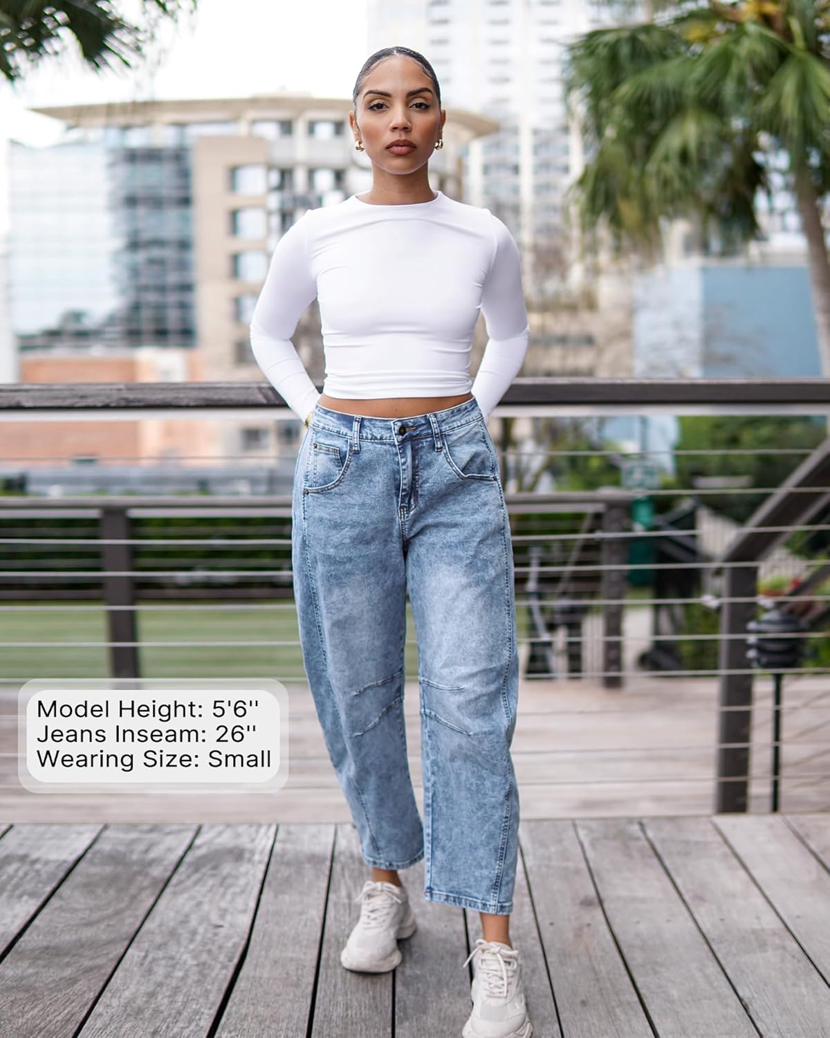 GRAPENT Barrel Jeans for Women Trendy High Waisted Wide Leg Baggy Cropped Relax Fit Stretch Denim Trouser Ankle PantsReef Blue